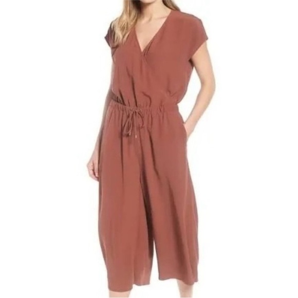 Eileen Fisher Women’s 1X Wide Leg Crepe Jumpsuit‎ Tencel Viscose Crepe Ruset - Picture 3 of 11